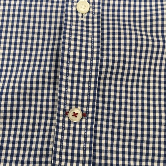Izod Dress Shirt Men Medium Blue White Check Slim Fit Long Sleeve Classic Preppy - Picture 9 of 11